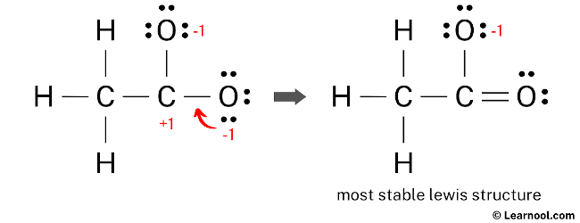 CH3COO- Lewis Structure (Step 4)