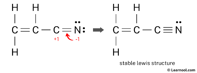 CH2CHCN Lewis Structure (Step 6)